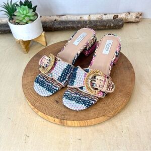 Steven NY Blythe Multi-Color Woven Heel Slide Sandals Size 8